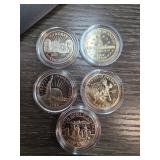 Five USA Commemorative Half Dollars