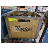 Vintage Bordens Wooden Crate with Curtain Rings