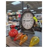 Decorative Clock, Vase, and Glass Ornaments