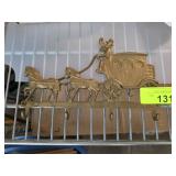 Brass Horse-Drawn Carriage Wall Hook Rack