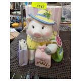 Mud Pie Ceramic Piggy Bank With Shopping Theme