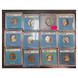 12 US Nickels in Certified Capsules