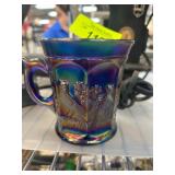 Iridescent Glass Mug with Bird Motif