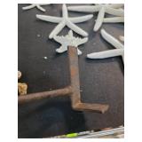 Rusty Metal Hook Tool with Curved Handle