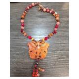 Rachel Reinhardt Beaded Necklace with Butterfly Pe