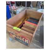 Wooden Apple Crate with Assorted Vintage Books