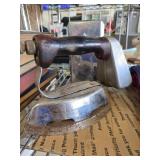 Vintage Metal Clothes Iron With Wooden Handle