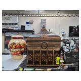 Metal Box, Biscotti Jar, and Wine Rack