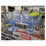 Crate & Barrel Blue Glass Footed Bowls