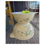 Yellow Pyrex Mixing Bowls with Green Floral Design