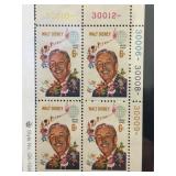 1968 Walt Disney 6c Plate Block Stamps