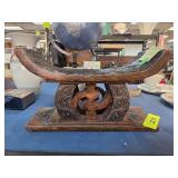 Wooden Ashanti Stool with Intricate Carving