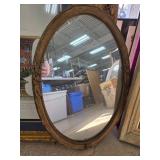 Oval Mirror With Ornate Wooden Frame