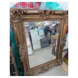 Baroque-Style Giltwood Mirror with Ornate Frame