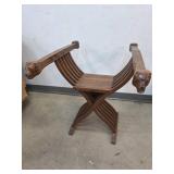 Folding Savonarola Chair With Figural Armrests