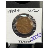 1928-S Lincoln Wheat Cent in VF Condition
