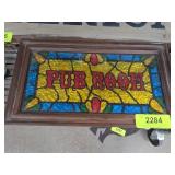 Framed Stained Glass Pub Room Sign