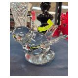 Signed Crystal Bird Figurine on Base
