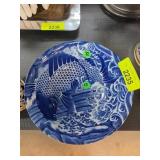 Blue and White Japanese Koi Fish Plate