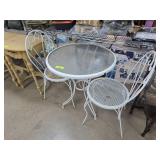 White Metal Patio Table and Chair Set