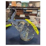 Clear Glass Elephant Figurine with Raised Trunk