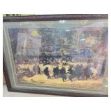 Framed Artwork of Dancing Animals in Forest Scene