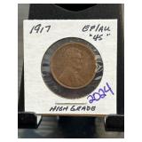 1917 Lincoln Wheat Cent EF/AU Condition