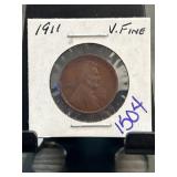 1911 US Lincoln Wheat Penny, Very Fine