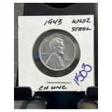 1943 Lincoln Steel Cent in Choice Uncirculated