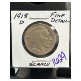 1918-D Buffalo Nickel, Fine Detail