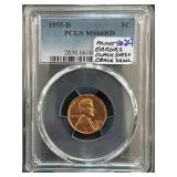 1955-D PCGS MS66RD Lincoln Cent With Errors