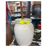 White Ceramic Butter Churn with Lid and Dasher