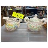 Porcelain Creamer and Sugar Set with Lid