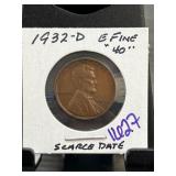 1932-D Lincoln Wheat Cent, Extra Fine