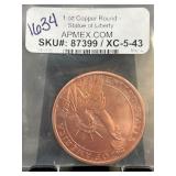 1 oz Copper Round featuring Statue of Liberty