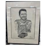 Framed Pencil Sketch of NASCAR Driver