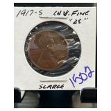 1917-S Lincoln Wheat Penny in Holder