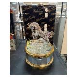 Glass Carousel Horse Figurine with Mirror Base