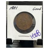 1901 Indian Head One Cent Coin