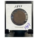 1893 Indian Head Cent in Protective Holder