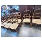 8 Wooden Chairs With Woven Seats