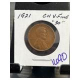 1921 Lincoln Wheat Penny in Very Fine Condition