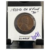 1920-D Lincoln Wheat Cent in VF Condition