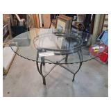 Glass-Top Metal Base Round Table