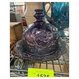 Imperial Glass Purple Carnival Glass Butter Dish
