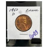 1950-D Lincoln Wheat Cent in Holder