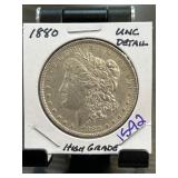 1880 Morgan Silver Dollar, Uncirculated Detail