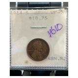 1914-S Lincoln Wheat Penny in VF Condition