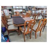 Wood Dining Table With 10 Chairs and 1 Leaf