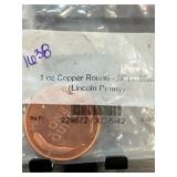 1 oz Copper Round Featuring Lincoln Penny Design
